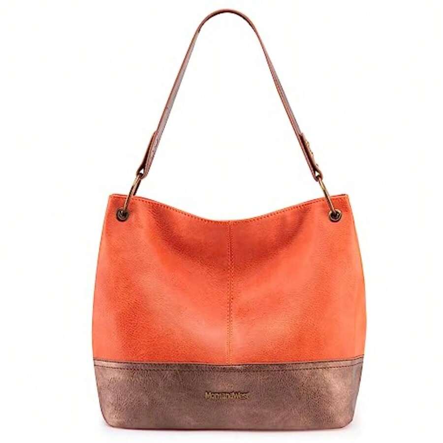 Hobo Bag For Ladies Shoulder Handbags With Back Pocket Purses, With Zipper, Purses, With Zipper - A-orange/Brittle - View 1