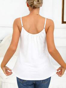 1 Piece Of Women's American Casual Black Suspender Vest, New Spring/Summer 2025 Collection, Loose And Fashionable Sleeveless Top With Beautiful Back, With Built-In Chest Padding, No Need For A Bra, Three-Dimensional Pleated Design, Soft, Breathable And Skin-Friendly Fabric, Underwear - 中等水洗藍 - 查看 2