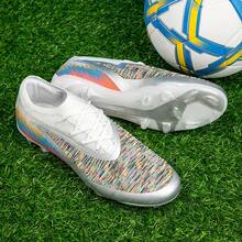 Unisex FG Firm‑Ground Soccer Cleats, Knit Upper Lace‑Up Football Boots For Outdoor Natural Grass Training - White - View 13