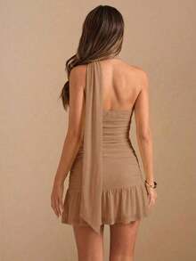Women Plus Size Sports Dresses - Khaki - View 3