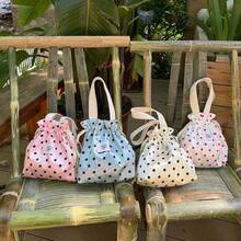 Polka Dot Drawstring Bag, Large Capacity Handheld Portable Pouch, Cosmetic Storage Bag, Travel Makeup Organizer - Multicolor - View 3