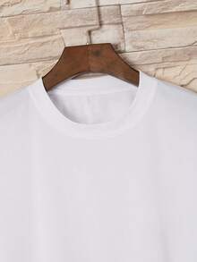 Casual Short-Sleeved T-Shirt For Boys With Uppercase English Letter Pattern, Fashionable Outdoor Sports Top For Spring And Summer, Ages 5-6, 6-7, 8-10, 12-14, 14-16 (Excluding Clothing, Other Decorations Not Sold), For Teenagers, For Teens - 白色 - 查看 3