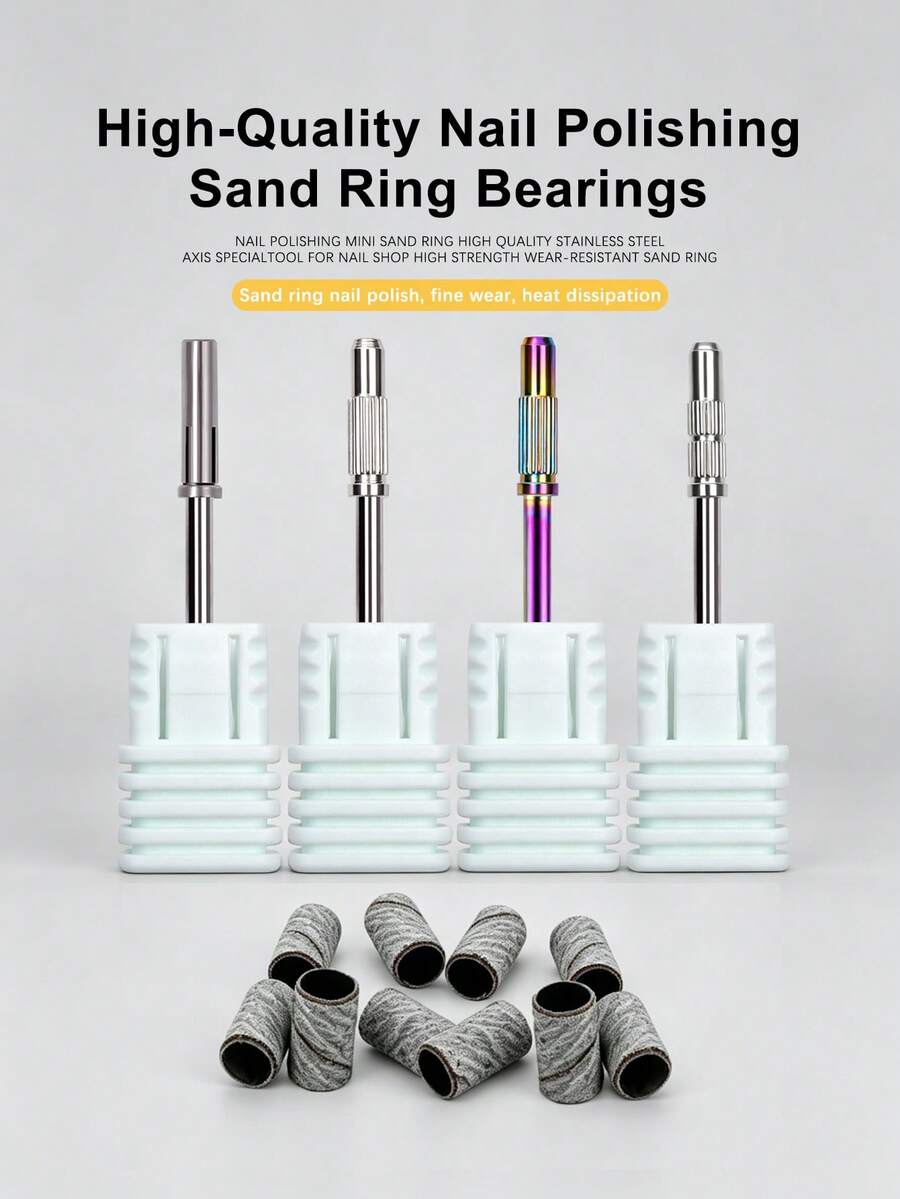 1PC Mandril para Banda de Lixamento de Arte de Unhas, Cabeça de Retificação em Titânio Prateada/Dourada/Colorida, Ferramenta de Esfoliação para Manicure e Pedicure, para Remoção de Unhas e Remoção de Pele Morta - Multicolorido - Ver 1