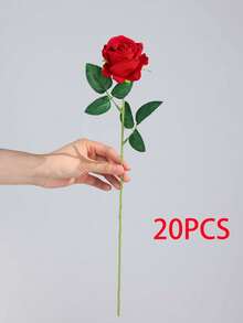 100pcs Artificial Roses, Deep Red Roses, Faux Flowers, Suitable For DIY Wedding Bouquets, Table Centerpieces, Bridal Shower, Valentine's Day Decor, Baby Shower Decor, Home Decor, Living Room Decor, Dining Table, Wall, Garden, Wreath, Bedroom Decor And More - Red - View 13