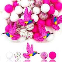 25/55pcs Animal Theme Silicone Bead Set, Bird Shaped Silicone Beads (Pink, Blue, Green, Cyan), Suitable For Beading Pens, Bracelets, Bags, Makeup Beading Supplies, Necklaces, Etc. Matching More Freely, Exercising Patience And Focus, Perfect Birthday Gift, Back To School, Halloween, Father's Day, Mother's Day, Etc. - Bird Series - View 15