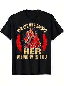 Camiseta de manga corta transpirable para hombre con la consigna de concientización sobre las Mujeres Indígenas Desaparecidas y Asesinadas (MMIW) - Su vida era sagrada, la suya también lo es - Arte local robado por mujeres y gráfico MMIP - 220 g/m², estilo casual clásico de verano, esencial, perfecta para regalar, talla grande. - Negro - Ver 6