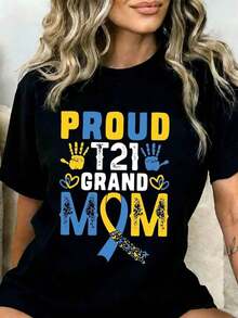 CottonProud T21 Grandmother Syndrome Awareness T-Shirt, Mother's Day Gift, Support For Families With Special Needs, Love And Pride, Must-Have - 黑色 - 查看 1