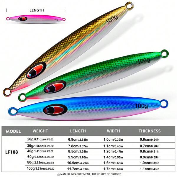 PRO BEROS Proberos 1pc 20g 30g 40g 60g 80g 100g Sea Fishing Bait Sinking Long Casting Jigging Fish Shore Casting Slow Rocking Jigging Lure