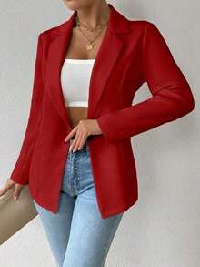 AYYEryvara Blazer de moda con cuello de solapa y mangas raglán a rayasAYY - Rojo - Ver 3