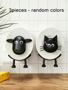 1pc Cute Sheep Shaped Toilet Paper Holder, Stand Or Wall-Mounted, Multi-Functional Tissue Box And Towel Rack, 3D Cartoon Design, Fun Bathroom Decor, Housewarming Gift, Space-Saving Plastic Bathroom Accessory, Bathroom Decoration, Holiday Essential, Kitchen Accessory, Home Decor - Multicolor - View 12