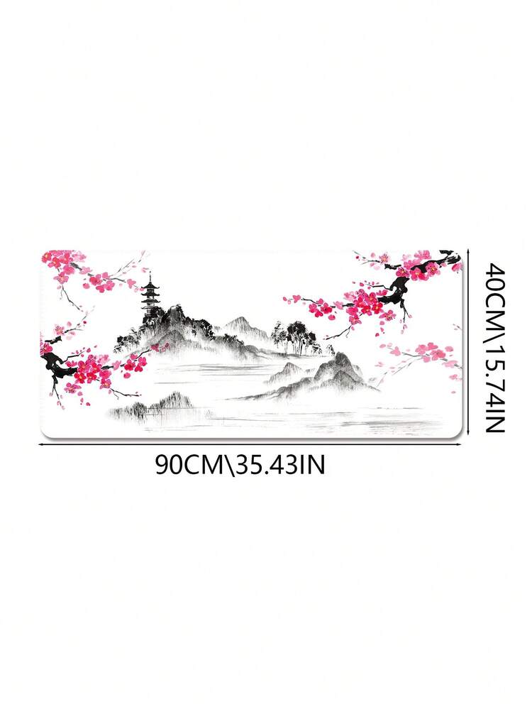 Gaming Mouse Pad, Large Mousepad, Long Keyboard Pad, Cute Mouse Mat For Computer With Stitched Edges And Non-Slip Base (Pink Cherry Blossoms) - View 13