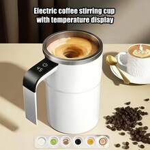 1pc 380ml Large Capacity Rechargeable Automatic Stirring 304 Stainless Steel Electric Coffee Mug (Data Cable Included), Minimalist Modern Style, Multiple Colors Available, One-Touch Stirring & Constant Temperature Function With Intelligent Temperature Control, Suitable For Office/Home/Outdoor Travel/Holiday Gift - Multicolor - View 4