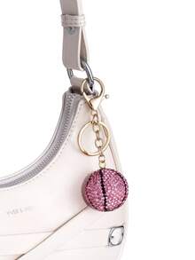 1 pieza Llavero de baloncesto con strass multicolor, colgante de baloncesto totalmente con strass, diseño de lujo con strass brillante, estilo colgante de bolso, llavero imprescindible para amantes del baloncesto - Multicolor - Ver 8