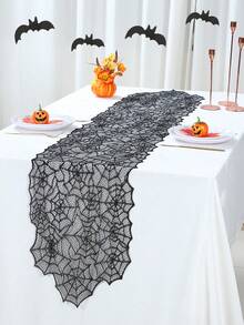 1 pezzo Runner da tavolo a ragnatela nera per Ognissanti, Tovaglia a ragnatela, Tovaglia in pizzo nero, Adatta per feste horror di Ognissanti, Tovaglia con motivo a ragnatela nera per Ognissanti, Decorazione per tavolo da pranzo, Decorazione per camino, Regalo di Ognissanti, Regalo perfetto per la decorazione horror della casa di Ognissanti - multicolore - Visualizzare 6