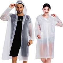 一件装女士防水EVA雨衣，时尚透气连帽纽扣雨衣 - 防风、全面防护，带帽带抽绳，可重复使用的加厚EVA雨衣，适合徒步旅行、户外探险、骑行、旅行、户外活动和日常穿着。 - 彩色 - 查看 1