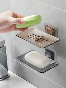 Crystal Style Wall-Mounted Soap Dish With Drainage Function, No-Drill Bathroom Soap Storage Rack, Essential Decor Accessory For Hotel, Dormitory, Washroom, Bathroom And Home Back To School Season - Multicolor - View 7