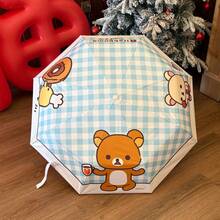San-X Rilakkuma 轻松熊雨伞，自动开合，时尚美观，适合学生，晴天雨天两用，可爱遮阳伞 - 彩色 - 查看 6