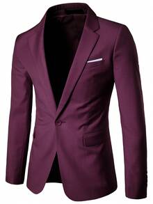 Men's Wedding Groomsman Business Casual Single-Button Suit Jacket - Redwood - View 4
