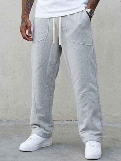 1pc Men's Casual Loose Fit Drawstring Waist Sweatpants, Solid Color Relaxed Fit Joggers Suitable For Daily Commute, Streetwear, Leisure Outings, Holidays And Gatherings, And Versatile Men's Wear Bottom