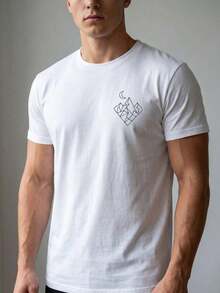 Playera Camiseta de mezcla de algodón con estampado gráfico, ligera, jersey de algodón con estampado en espalda, duradera, corte clásico, informal, esencial estilo urbano estampado cool estampado de moda y2k streetstyle estilo casual juvenil todo tipo de ocasion salidas antro citas ejercicio gym estilo urbano Gen Z streetwear frase divertida playa hombre vacaciones sexy romantico guapo dibujo pequeño sabroso - Blanco - Ver 1