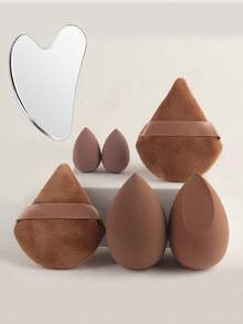 14pcs Set Includes: 6 Makeup Sponges (3 Powder Puffs And 3 Air Cushions), 7 Makeup Sponge (4 Large And 3 Mini), 1 Makeup Remover Pad. Suitable For Various Makeup And Cleansing Scenarios. Powder Puffs, Makeup Sponges Applicable For Liquid, Cream And Powder, Reusable. - Khaki - View 19