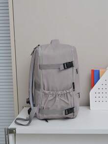 Large Capacity Backpack, Korean Fashion Lightweight Travel Backpack, Student Laptop Bag, Travel Bag For Women - Grey - View 5