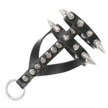 Bộ 3 vòng tay da phong cách Punk Rock, phụ kiện thời trang nữ thập niên 80-90 kiểu Emo, vòng tay điều chỉnh được đính đinh tán cổ điển. - màu đen - Xem 28