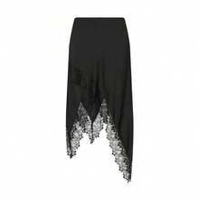 Falda asimétrica de encaje con parches, de corte ceñido, de estilo dulce y de moda europea y americana, para mujer, nueva colección primavera/verano, color negro - azul claro - Ver 11