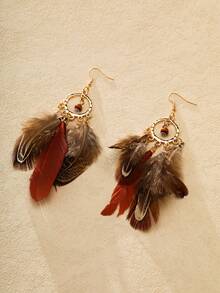 Nocturel 1 Pair Retro Feather Fashion Earrings, Suitable For Daily Outfit - Multicolor - View 2