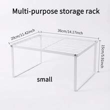 1pc Carbon Steel Countertop Storage Rack - Foldable Closet Storage Shelf, Polished Surface, Space-Saving, Suitable For Kitchen, Dining Room And Bar, Kitchen Utensils And Small Items, Minimalist Design, Sturdy Structure - Multicolor - View 3