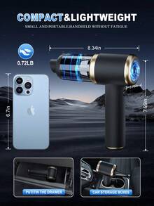 Handheld Car Vacuum Cleaner, Suction And Blower Integrated Wireless Mini Vacuum Cleaner, USB Charging, Multiple Nozzles, Efficient Home And Car Cleaning, Suitable For Cars, Homes, Offices, Cleaning Pet Hair - Black - View 6