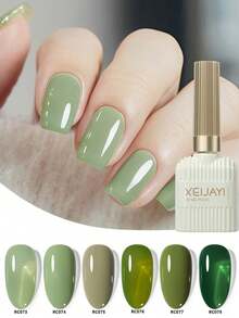 XEIJAYI 6pcs/Set 15ml Green Gel Nail Polish Set, Colored Gel Nail Polish Set, Removable UV/LED Gel Nail Polish, Suitable For Home Manicure Salon DIY In Summer - Multicolor - View 13