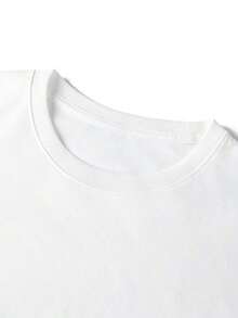 Camiseta de algodón de manga corta con cuello redondo, transpirable, estampada con el eslogan "Haven't Seen You in a Long Time", versátil y casual,  verano. - Blanco - Ver 3