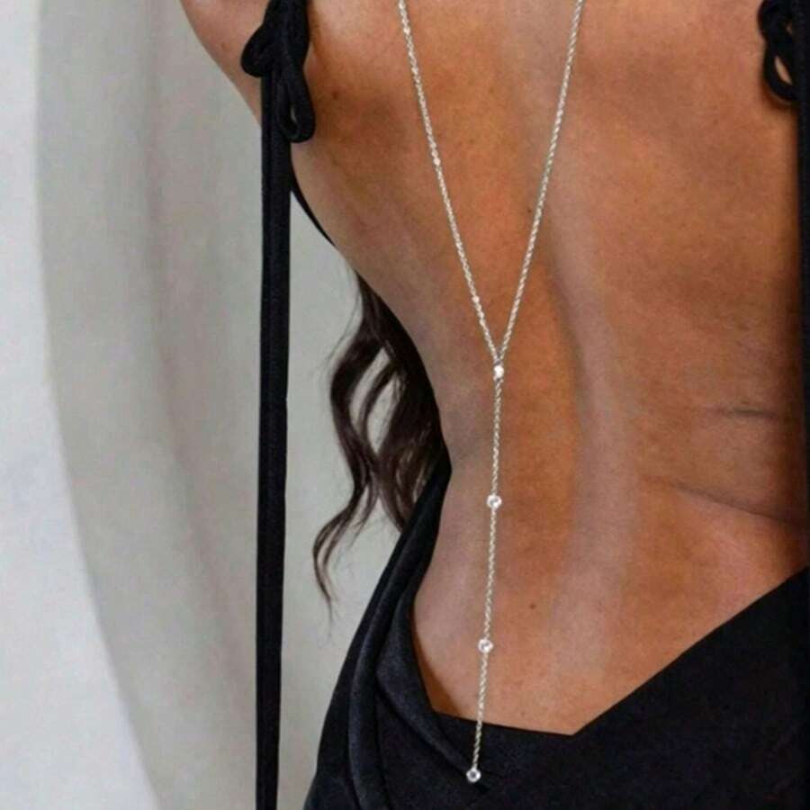 1pc Exquisite Fashion Crystal Chain Back Chain Women's Special Occasion Holiday Party Daily Wear Accessory - Silver - View 1