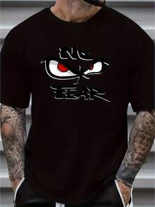 Men's Printed T-Shirt – Plus Size With Novelty Eye Expression – Fashionable Casual Streetwear Style – Crew Neck, Short Sleeve – Breathable And Comfortable For Summer – Machine Washable – Ideal For Everyday Urban Look - 黑色 - 查看 1
