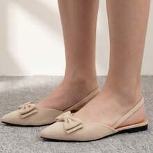 Geeyea Ladies' Flat Bottomed Pointed Bow Single Shoes - màu trắng nhạt - Xem 6