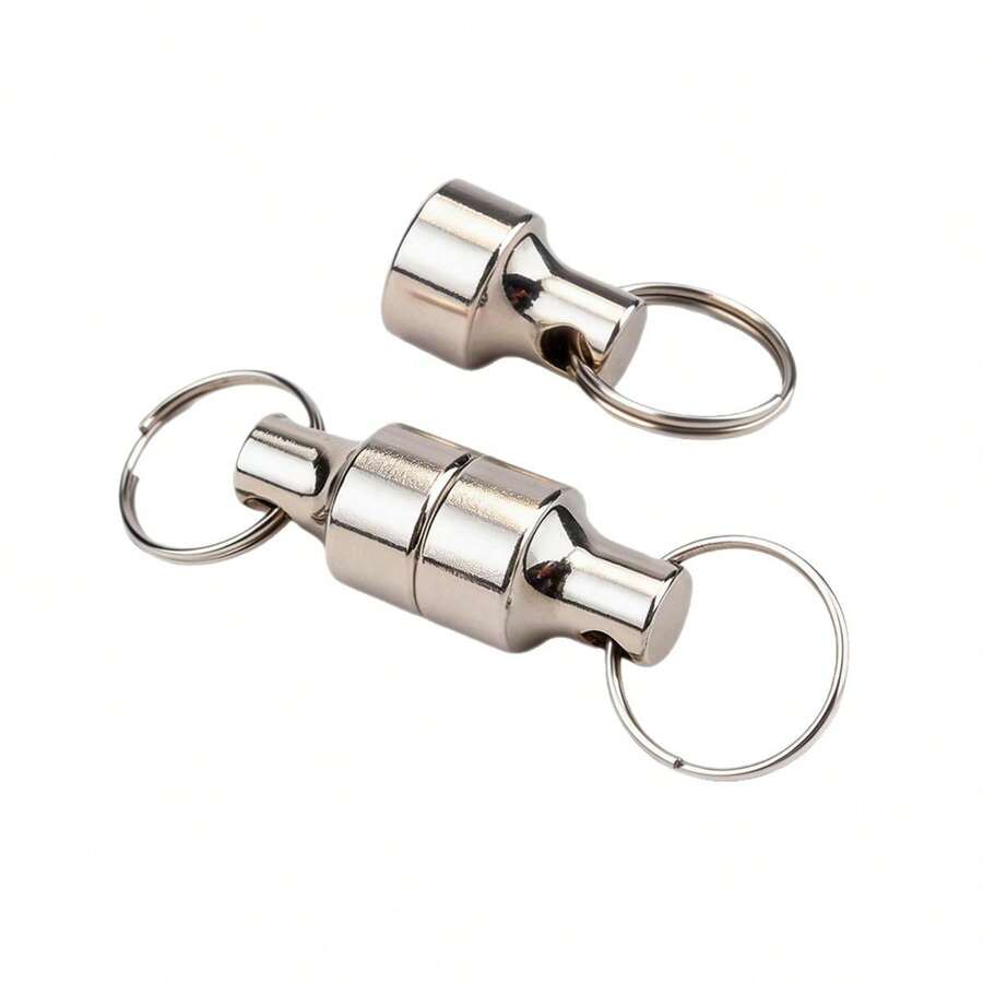 2pcs Heavy Duty Magnetic Metal Hooks, Keychain - 5.0 KG Load Bearing, Stainless Steel Construction, Multi-Functional Key Hook/Tent Hook/Fishing Accessory, Wall-Mounted Metal Magnetic Closet Hook, Suitable For Storage, Kitchen, Outdoor, Office - Easy To Install, Modern Style