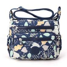 Pealwel Women Shoulder Handbag Roomy Multiple Pockets Bag Ladies Crossbody Purse Tote Top Handle Satchel - 深藍色花卉 - 查看 8
