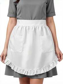 1 pieza/2 piezas Delantal de mujer con corbata, bolsillos, estilo vintage con volantes, delantal lindo para cocinar, mesera, empleada doméstica, uso en el hogar - Multicolor - Ver 16