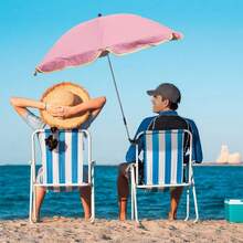 1 Stück universeller Clip-On Strandstuhlsonnenschirm, verstellbarer Sonnenschirm, geeignet für Balkon, Strandstuhl, Kinderwagen, Rollstuhl, Golfwagen - Pink - Übersicht 2