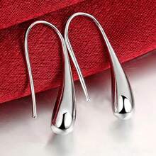 925 Sterling Silver Round Earrings, Elegant Dangle Earrings For Wedding Promises, Fine Hoop Earrings, Simple And High Quality, Versatile For Women. - 支付 - 查看 12