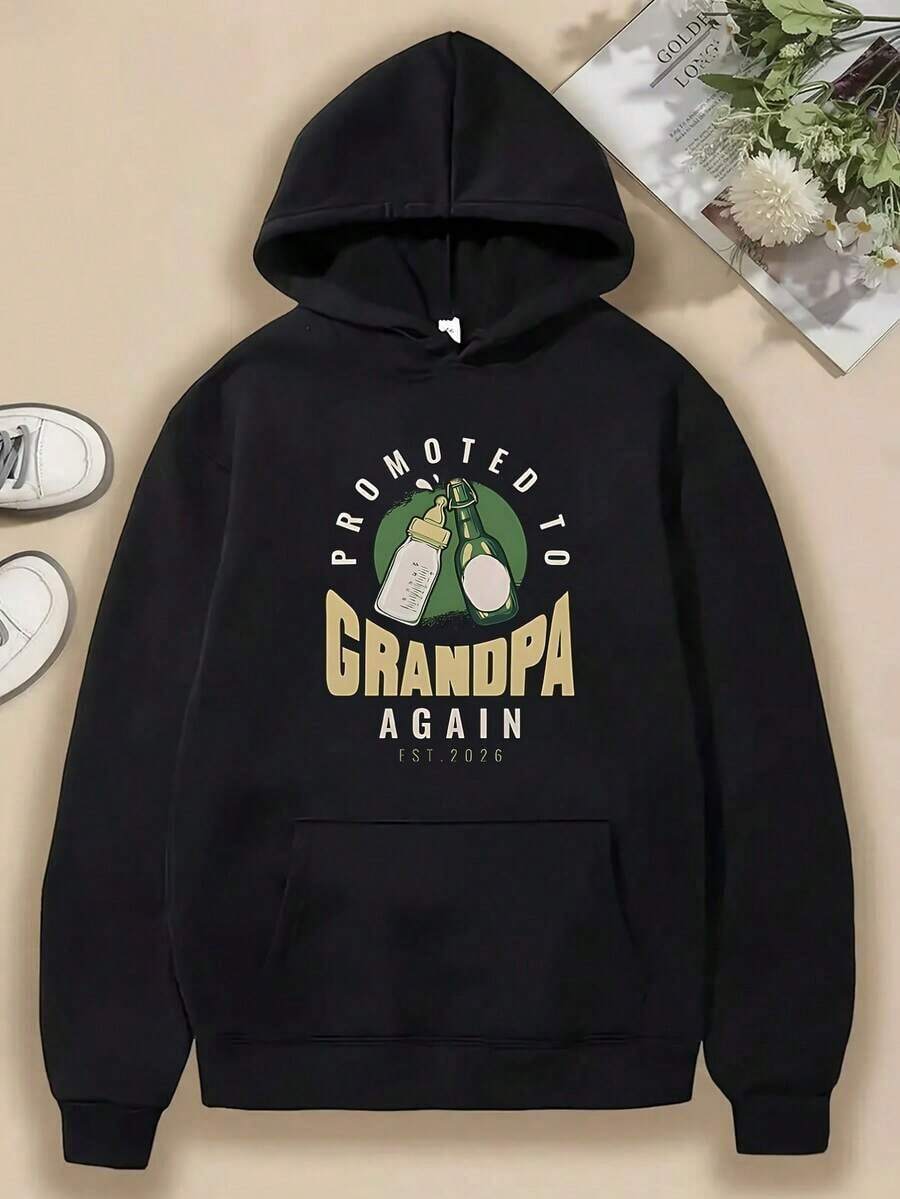 Compatible With 1 Men's Heavyweight Hoodie - Indigenous Inspired Graphic Print With Feather Design, Black With Red And White Lettering, Front Pocket, Regular Fit, Casual Outdoor Sweatshirt_089 - 黑色 17 - 查看 1
