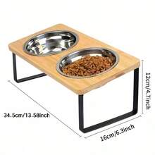 Stainless Steel Cat/Dog Double Bowl Set, Two Tilted Raised Bowls, Suitable For Holding Pet Food And Water, Helps Prevent Vomiting - 300ml - View 6