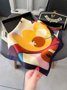 Women's Large Square Satin Scarf 90x90 Elegant Fashion Bandana For Hair And Neck - L26-azul-marinho - 查看 7