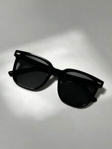 1pc Unisex Fashionable Y2K Style Beach Summer Square Frame Versatile Personalized Photo Taking Daily Fashion Glasses - Black - View 3