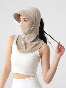 1pc New European And American Style Hooded Full UV Protection Wide Brim Hat, Multi-Functional Design Suitable For Outdoor Activities, Cycling, Travel - A - View 15