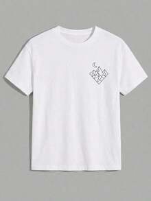 Playera Camiseta de mezcla de algodón con estampado gráfico, ligera, jersey de algodón con estampado en espalda, duradera, corte clásico, informal, esencial estilo urbano estampado cool estampado de moda y2k streetstyle estilo casual juvenil todo tipo de ocasion salidas antro citas ejercicio gym estilo urbano Gen Z streetwear frase divertida playa hombre vacaciones sexy romantico guapo dibujo pequeño sabroso - Blanco - Ver 4