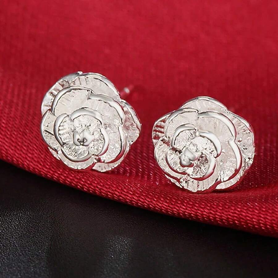 925 Sterling Silver Round Earrings, Elegant Dangle Earrings For Wedding Promises, Fine Hoop Earrings, Simple And High Quality, Versatile For Women. - caramelo - 查看 1