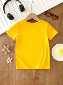 Hip-Hop Style T-Shirt For Boys And Girls, With Urban Culture Prints, Perfect For Casual Street Dance Performances - 黃色 - 查看 2