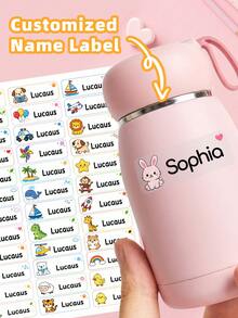 1/60/120/240/300 Pcs Customizable Vinyl Name Stickers, Personalized Cute Name Labels. Suitable For Kindergarten Children, Students And College Students. Can Be Applied To Water Bottles, Lunch Boxes, Gym Bags And Pencils. Reusable Name Identification Labels, Perfect For Back To School Season And Parties. - Name Stickers 5 - View 2